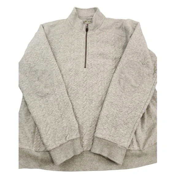 ORVIS Quarter-Zip Jacquard-knit Sweatshirt in Light Gray Size Small - Picture 4 of 11
